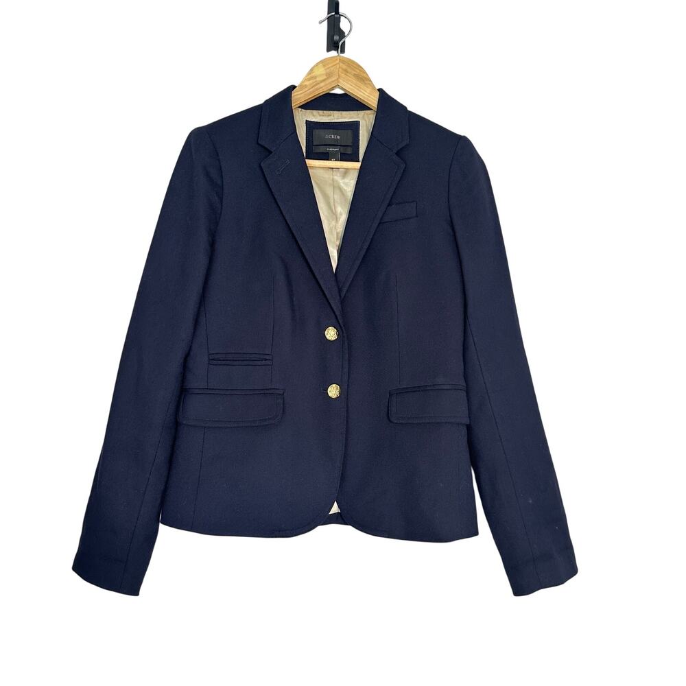 J Crew Schoolboy Wool Navy Blue Blazer, Preppy‎ Academia Career Classic, 4 Tall